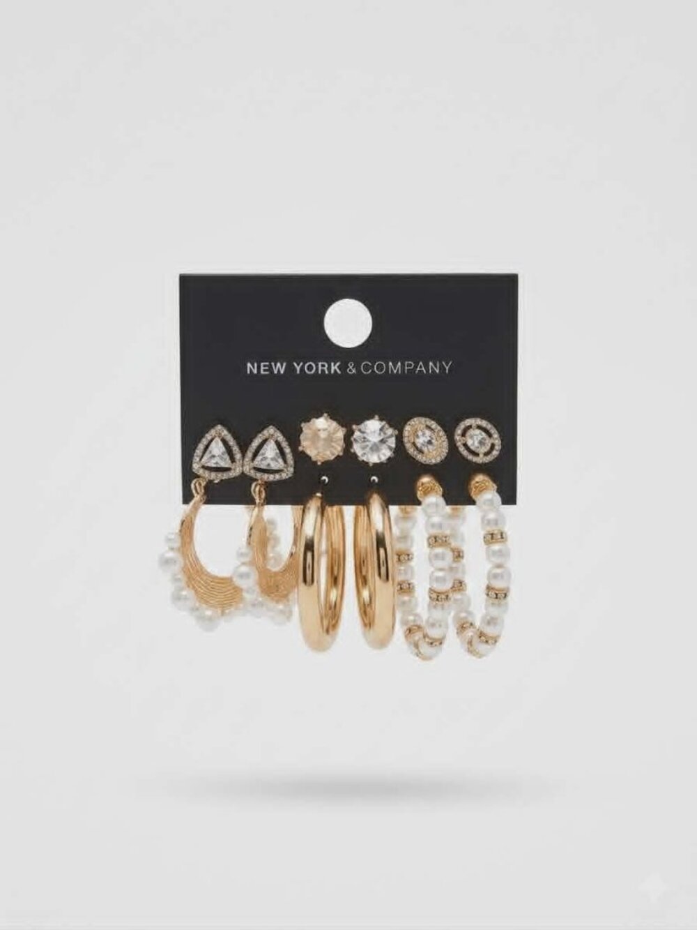 New York & Company Women's Womens 3 Stud & 3 Hoop Earrings 6 Pair NWT